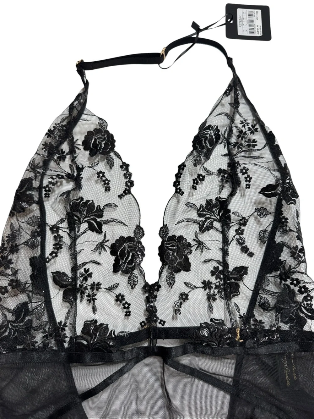 Honey Birdette Whitney Black Bodysuit Size L NWT The Black Collection